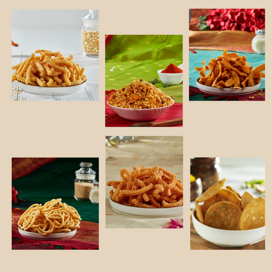 Assortment of healthy Tamil snacks for kids including crispy murukku and other traditional South Indian treats